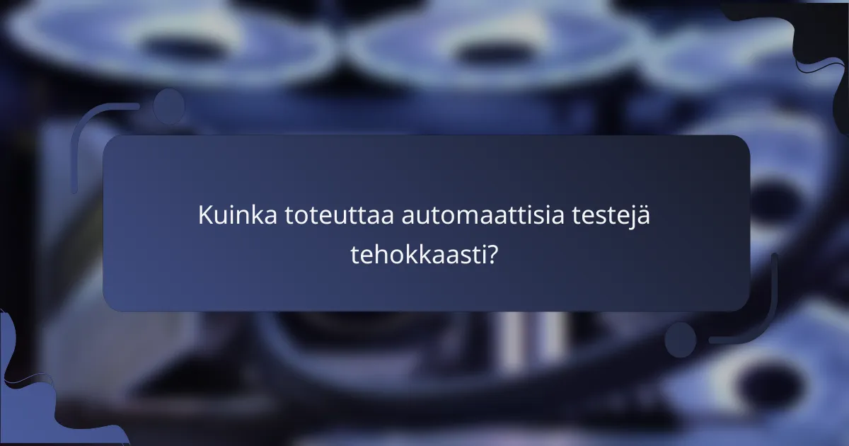 Kuinka toteuttaa automaattisia testejä tehokkaasti?